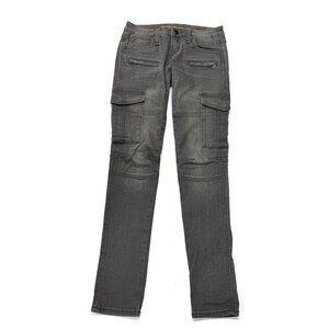 Rock Revival Aglin Skinny Jeans Womens 26 Gray Cargo Pockets